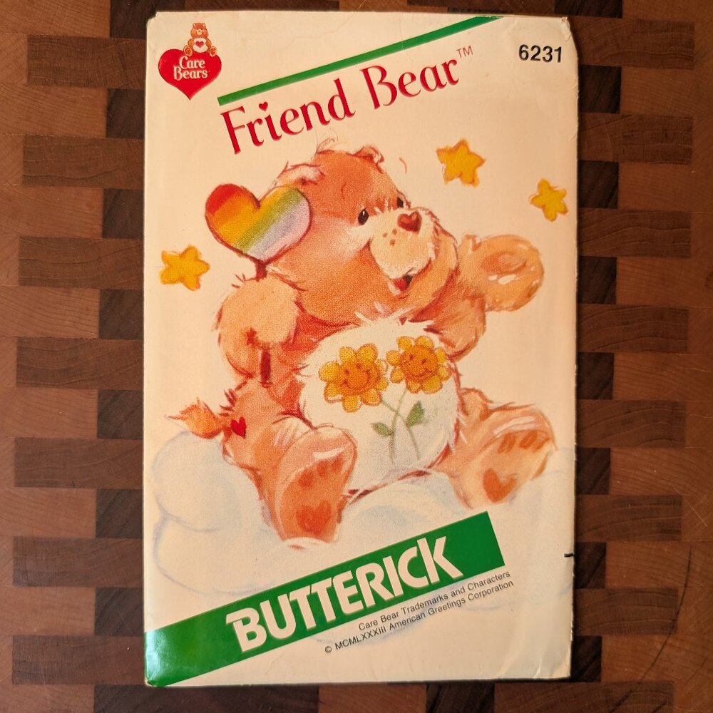 VINTAGE Butterick 6231 Friend Bear - Uncut - Care Bears - circa 1983